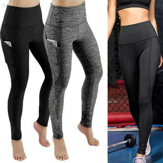 High Waist Elastic Workout Women Yoga Leggings Tummy Control Ruched